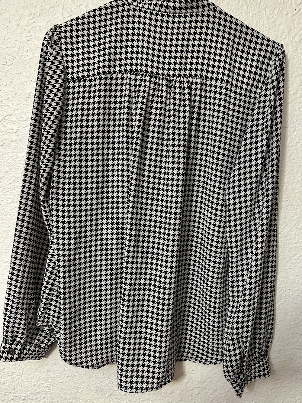 J. Crew Black and White Houndstooth Tie-Neck Blouse - Picture 7 of 7